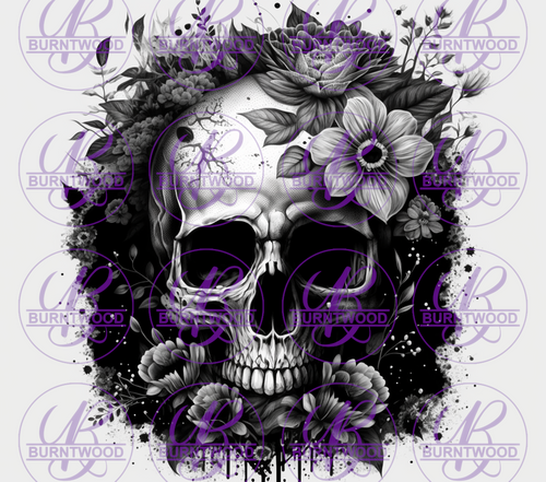 Monochrome Floral Skull 7663