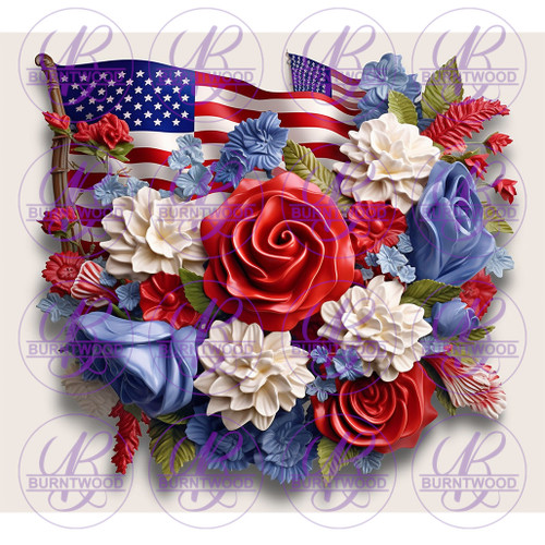 Patriotic Red, White and Blue Floral 8340