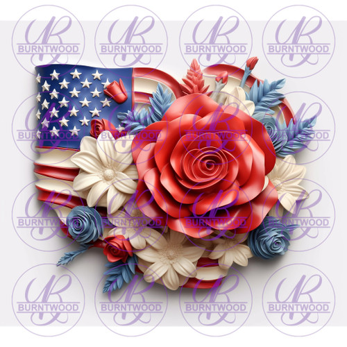 Patriotic Red, White and Blue Floral 8339