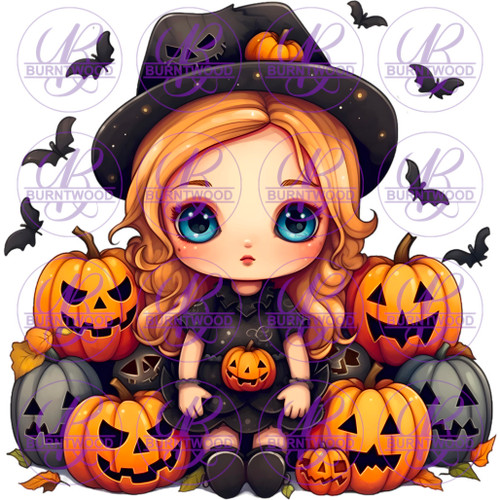 Little witch and pumpkins 5035