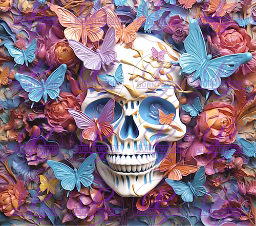 Skull With Butterflies 7876