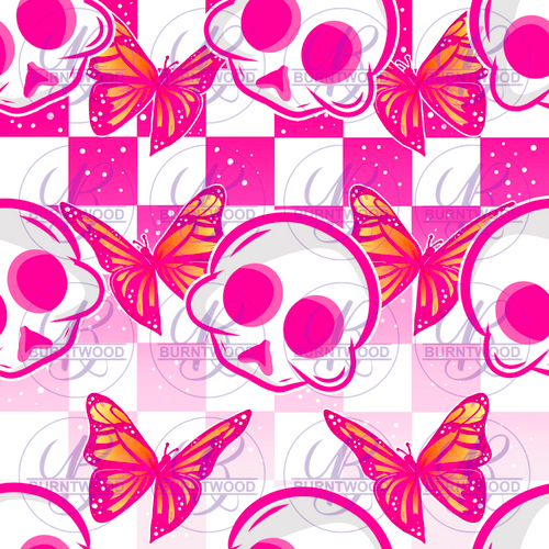 Flutter Skull Pink Seamless 9567