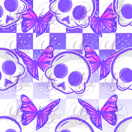 Flutter Skull Purple Seamless 9568