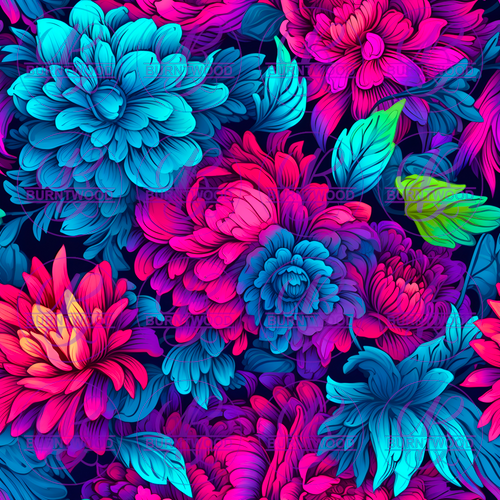 Digital - Neon Floral Seamless 8113