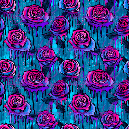 Digital - Dark Drippy Rose Seamless 8141