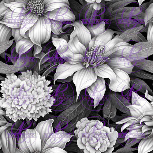 Digital - Monochrome Floral Seamless 8153