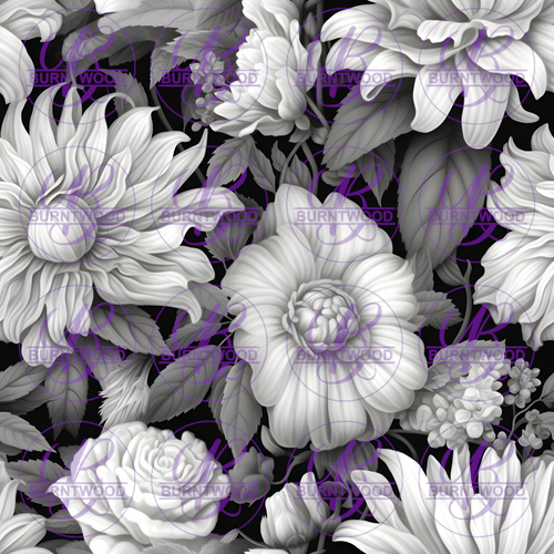 Digital - Monochrome Floral Seamless 8155