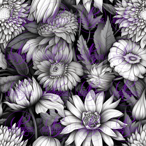 Digital - Monochrome Floral Seamless 8157