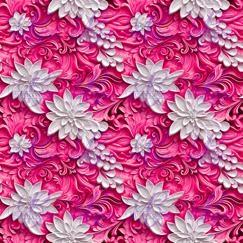 Digital - Pink 3D Floral Seamless 8158