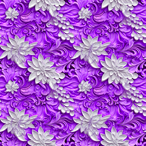 Digital - 3D Purple Floral Seamless 8163
