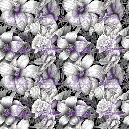 Digital - Monochrome Floral Seamless 8657