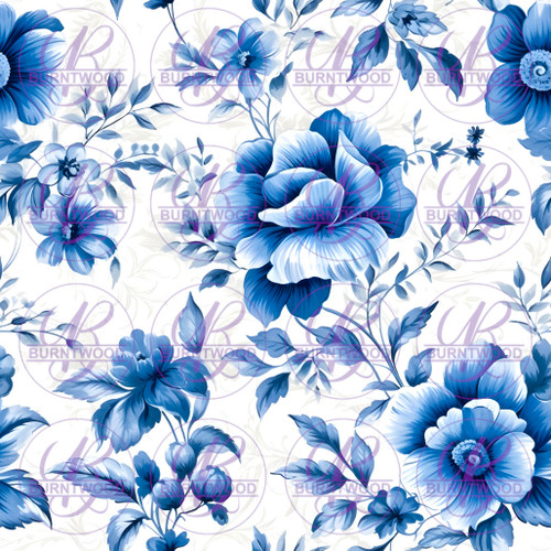 Digital - Blue Floral Seamless 8679