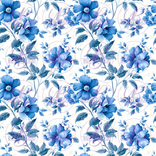 Digital - Blue Floral Seamless 8684