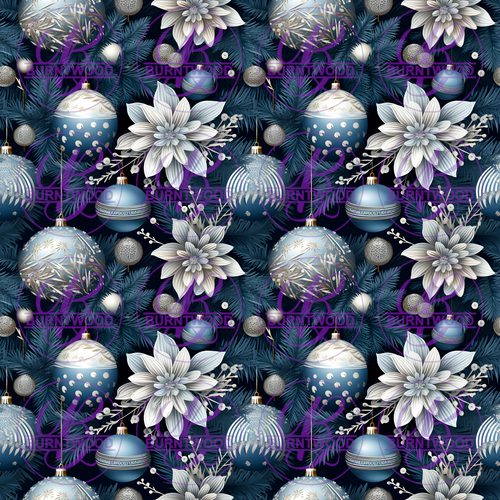 Blue Christmas Floral Seamless 9717
