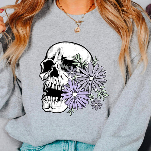 DTF - Floral Skull 0049