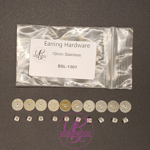 Earring Hardware for Studs 10mm, Stainless Steel (10 Pack)