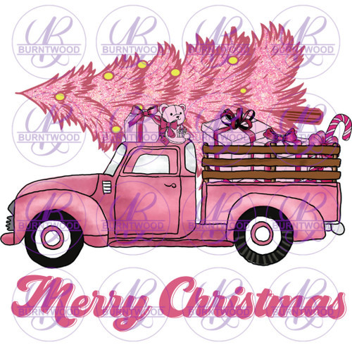 Merry Christmas Pink Truck And Tree 6057