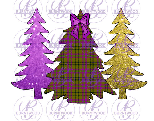 Purple And Gold Plaid Christmas Trees 1954