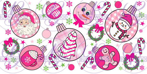 UV DTF 16oz Wrap - Pink Christmas 10001