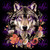 DTF - Floral Wolf 1556 Black Apparel Only