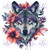 UV DTF Decal - Floral Wolf 7172