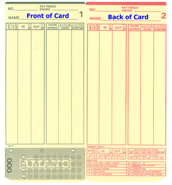 000-099 Time Cards for Amano MJR-7000 / Amano MJR-8000