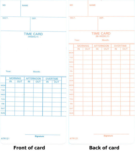 ATR121 Weekly & Bi-Weekly Time Cards