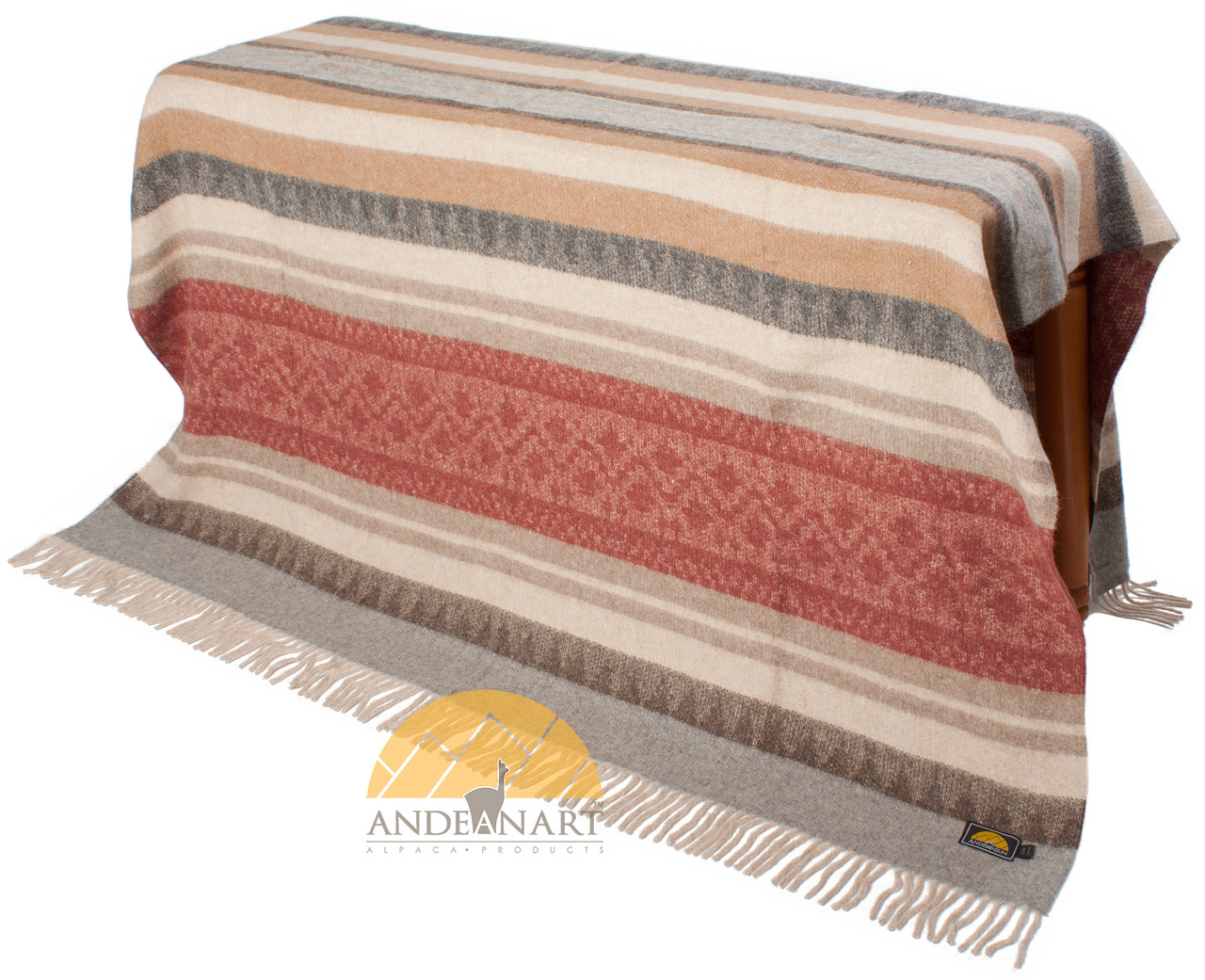 Alpaca Southwestern Design Throw Blanket By AndeanSun Llacta