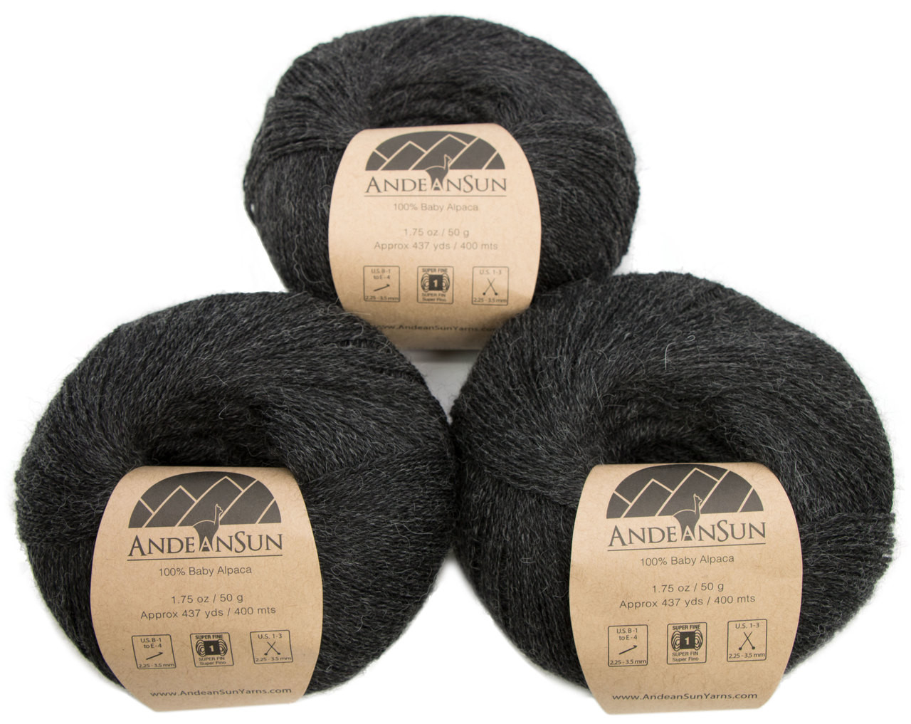 100% Baby Alpaca Yarn (Weight #1) LACE - SET OF 3 Skeins 150 GRAMS TOTAL-  Luxuriously and CARING SOFT