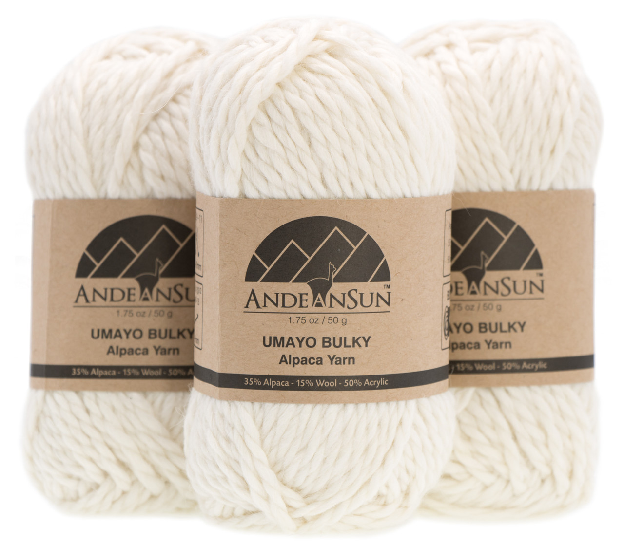 NEW-Alpaca Blend Yarn (Weight #5) BULKY - SET OF 3 Skeins 150 GRAMS TOTAL  by AndeanSun - Llacta