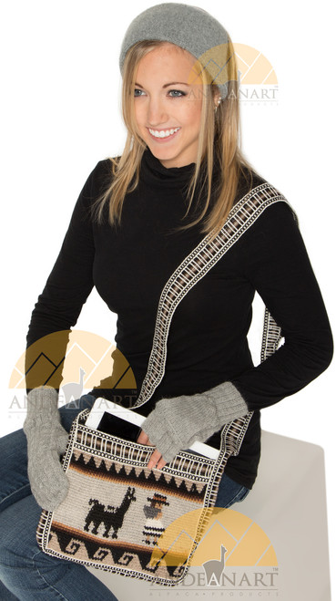 Crossbody Long Strap Crochet Alpaca Wool Shoulder Bag with Andean Motif - 16242201 Crossbody Long Strap Crochet Alpaca Wool Shoulder Bag with Andean Motif - 16242201