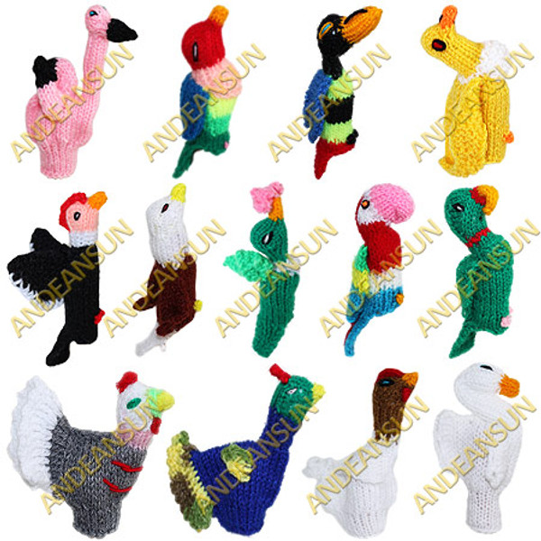 FP - Birds - RAW - Rustic Quality - Hand Knitted Finger Puppets - US STOCK