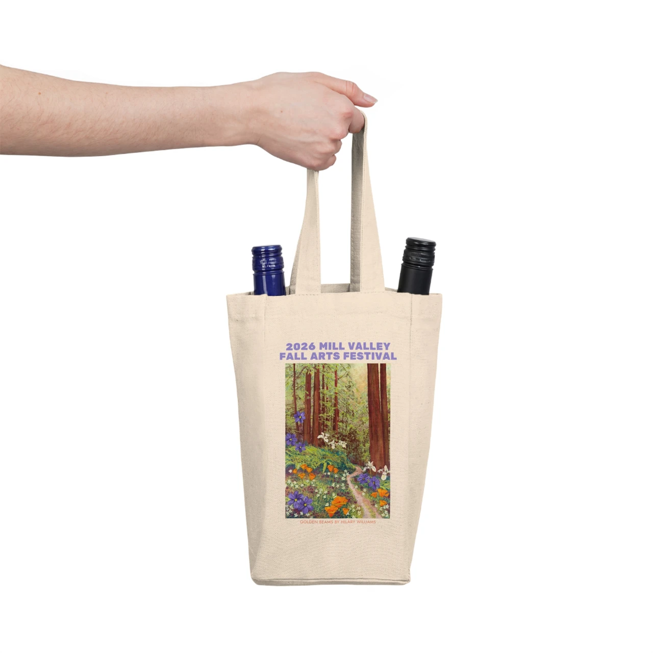 golden beams wine tote