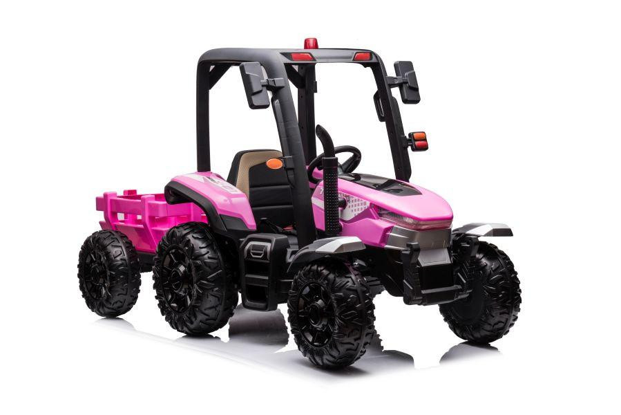 AgriPower 24V Electric Ride On Tractor with Trailer Pink