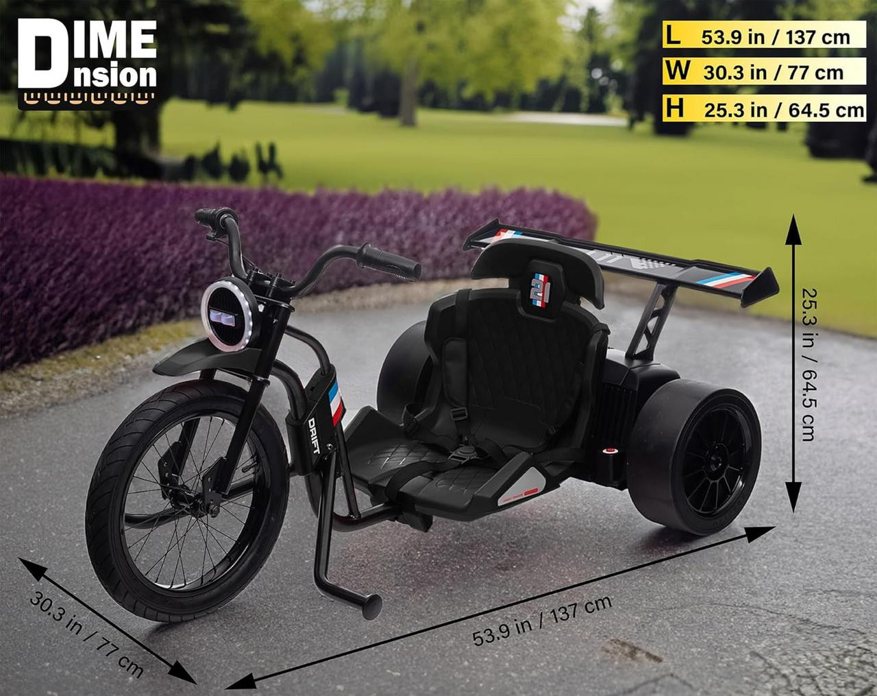 Drift 24V Electric Ride On Trike Black