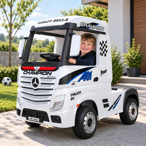 Mercedes Licensed Mercedes Benz Actros 24V Electric Ride On Truck White 