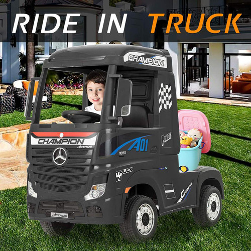 Mercedes Licensed Mercedes Benz Actros 24V Electric Ride On Truck Black 