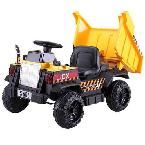 Funstuff JCX 12V Electric Ride On Hydraulic Loader Dumper Yellow