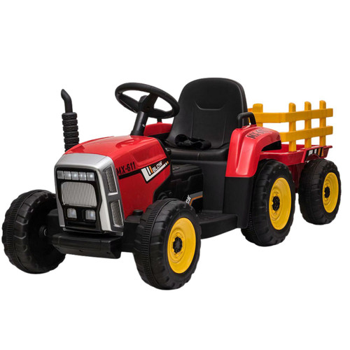 Funstuff MX 12V Electric Tractor Trailer Red 