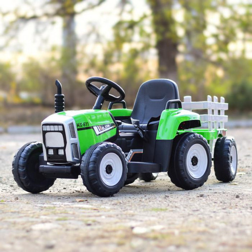 Funstuff MX Green 12V Electric Tractor Trailer 