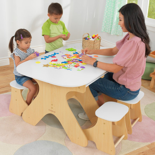 Arches Expandable Table & Bench Set White