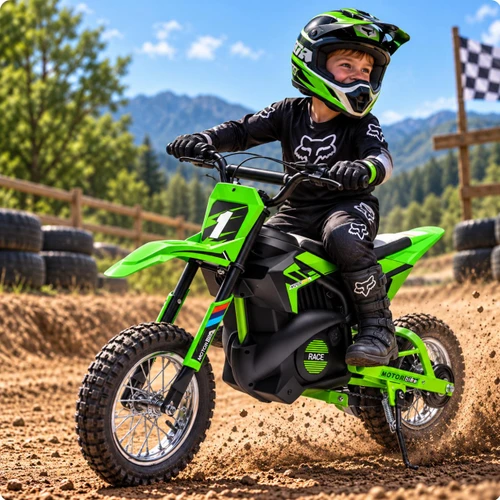 Funstuff Dirt Race Scrambler 24V Electric Ride On Motorbike Green 