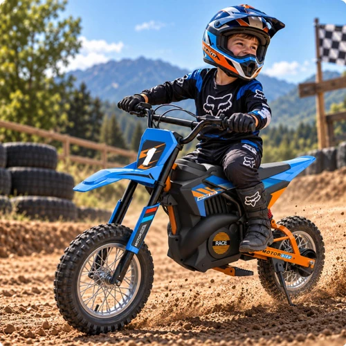 Funstuff Dirt Race Scrambler 24V Electric Ride On Motorbike Blue 