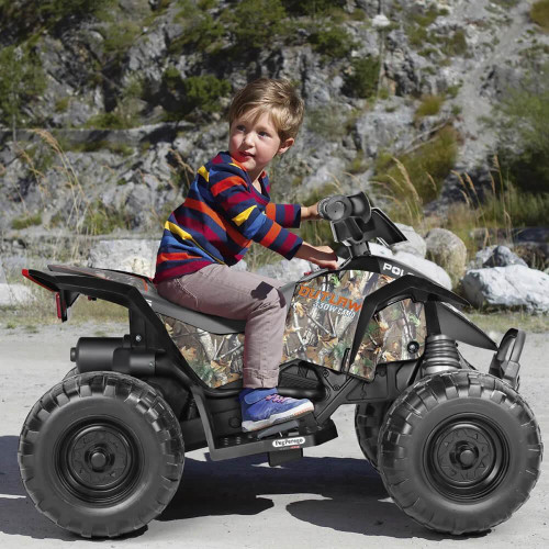  Peg Perego Polaris Outlaw 330W Camo 12V Ride On Quad 