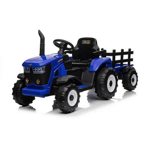 Funstuff Turbo Harvest  12V Electric Ride On Tractor with Trailer Blue