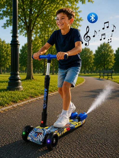Funstuff MistX 3 Wheel Foldable Kids Push Vapour Scooter Yellow