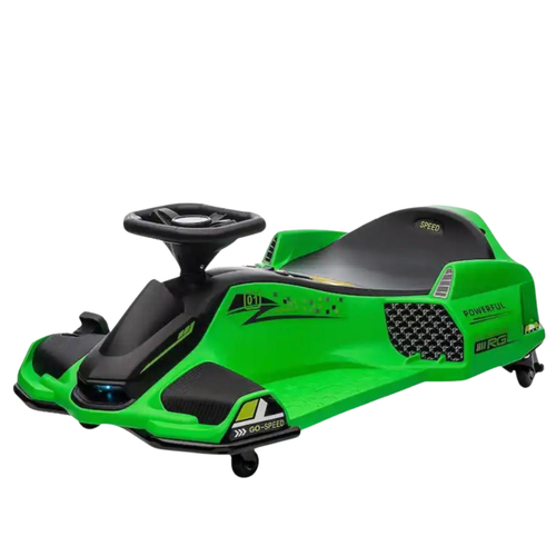 Funstuff Drift Rider 360 24V Electric Go Kart Green with EVA Rubber Wheels