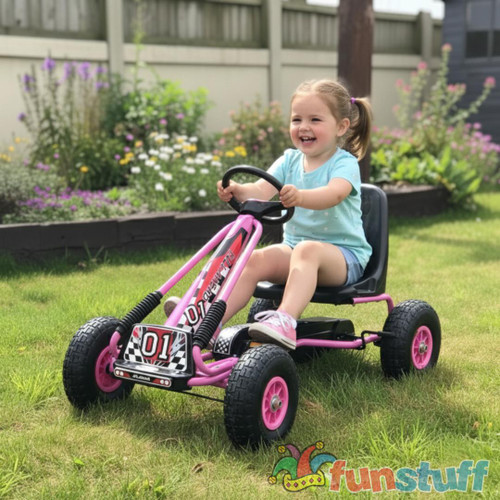 Funstuff Zoom Rubber Wheel Go Kart Pink 
