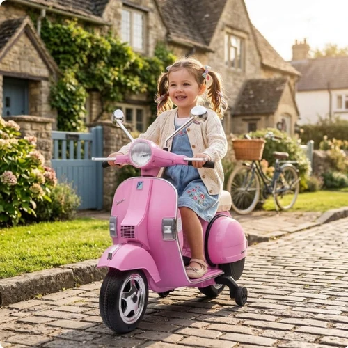 Vespa Licensed Vespa 12V Electric Ride On Motorbike Pink 