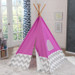 Play Teepee - Pink with Gray and White Chevron